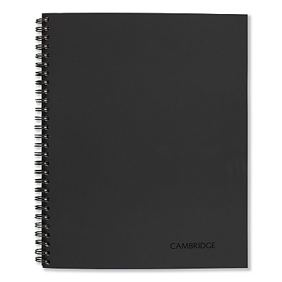 Cambridge Wirebound Business Notebook, 1 Subject, Wide/Legal Rule, Black Linen Cover, 9.5 x 6.63, 80 Sheets (06672)