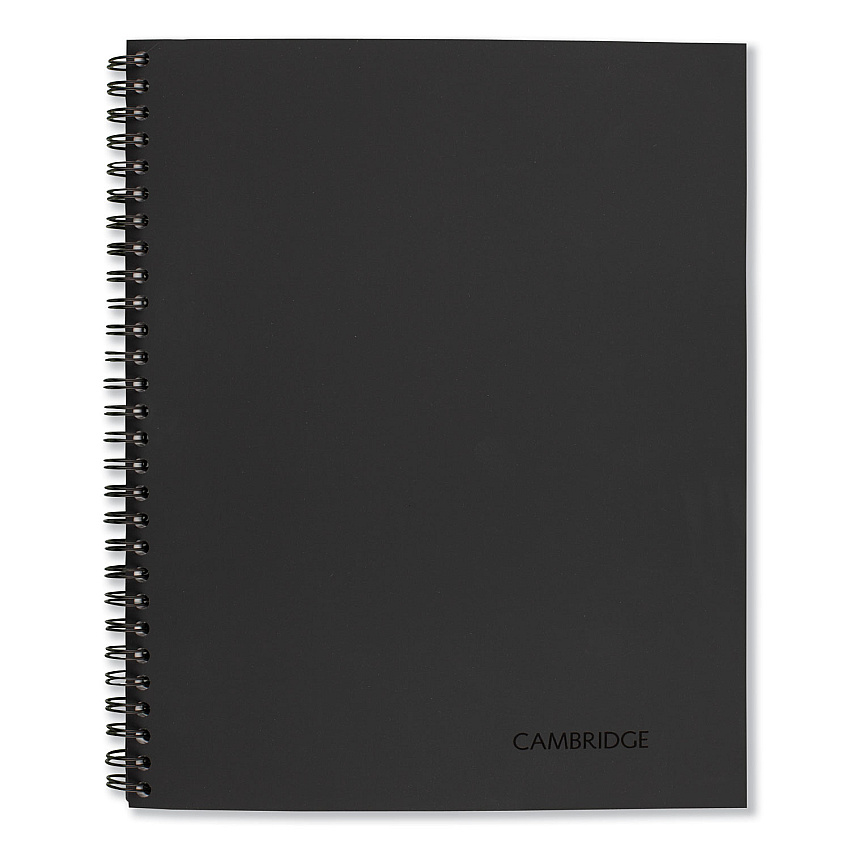 Cambridge Wirebound Business Notebook, 1 Subject, Wide/Legal Rule, Black Linen Cover, 9.5 x 6.63, 80 Sheets (06672)
