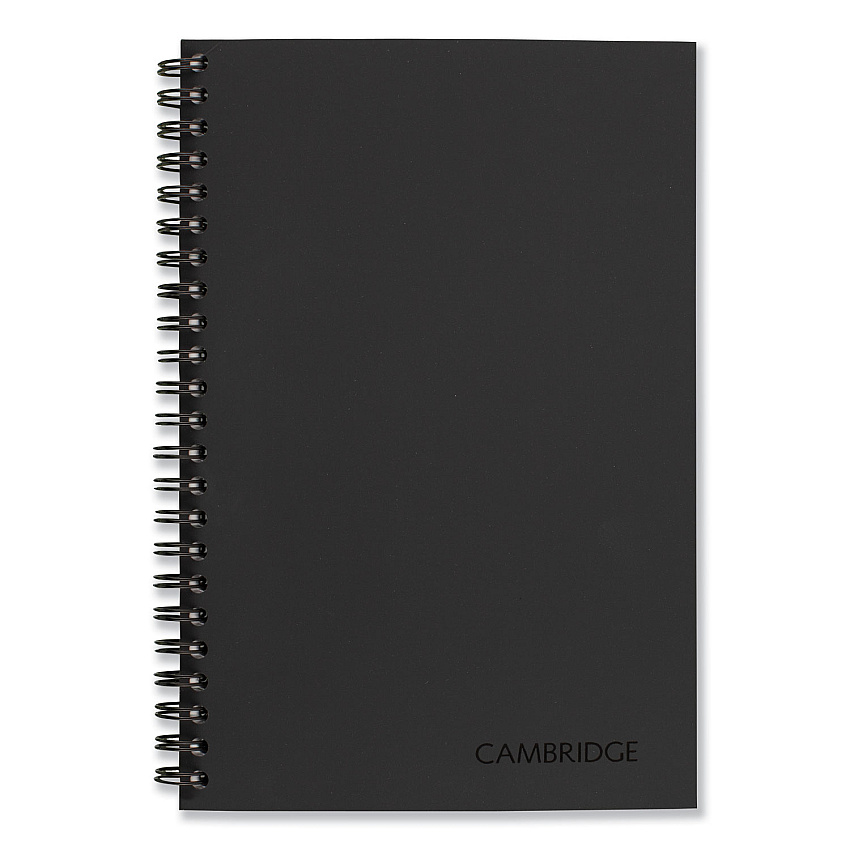 Cambridge Wirebound Business Notebook, 1 Subject, Wide/Legal Rule, Black Cover, 8 x 5, 80 Sheets (06074)