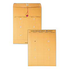 Quality Park Brown Kraft String and Button Interoffice Envelope, #97, Two-Sided Five-Column Format, 10 x 13, Brown Kraft, 100/Carton (63561)