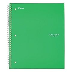 Five Star Wirebound Notebook, 1 Subject, Medium/College Rule, Green Cover, 11 x 8.5, 100 Sheets (72055)