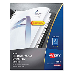 Avery Customizable Print-On Dividers, 8-Tab, Letter, 25 Sets (11554)
