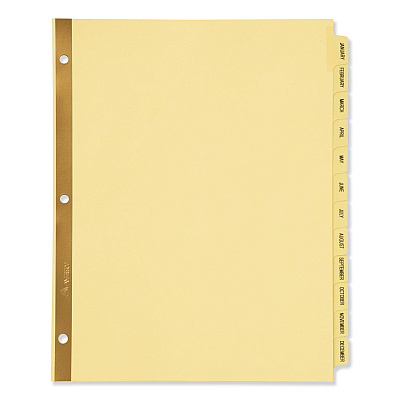Avery Preprinted Laminated Tab Dividers w/Gold Reinforced Binding Edge, 12-Tab, Letter (11307)