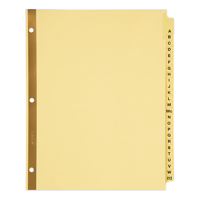 Avery Preprinted Laminated Tab Dividers w/Gold Reinforced Binding Edge, 25-Tab, Letter (11306)