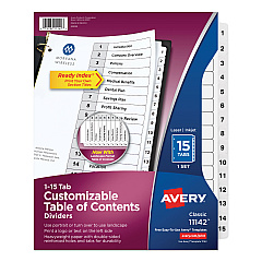 Avery Customizable TOC Ready Index Black and White Dividers, 15-Tab, Letter (11142)