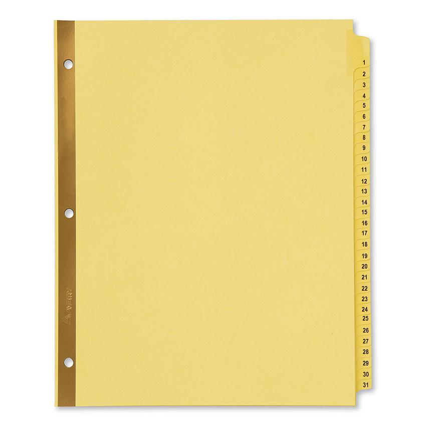 Avery Preprinted Laminated Tab Dividers w/Gold Reinforced Binding Edge, 31-Tab, Letter (11308)