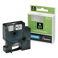 AbilityOne 7510016576747, Dymo/SKILCRAFT Label Cassette, 0.5" x 23 ft, Black/Clear