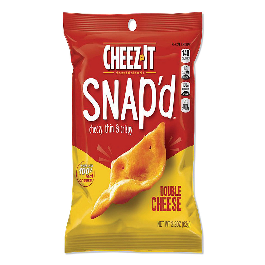 Sunshine Cheez-it Snap'd Crackers, Double Cheese, 2.2 oz Pouch, 6/Pack (11422)