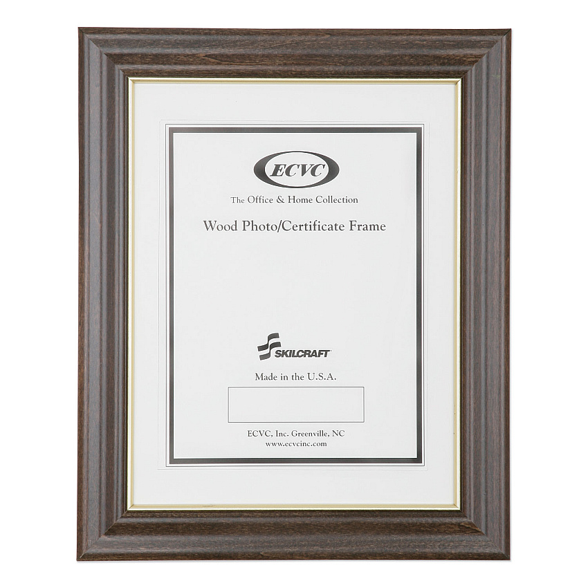 AbilityOne 7105012820630 SKILCRAFT Style C Photo Frame, Wood, 8 x 10, Walnut Stain