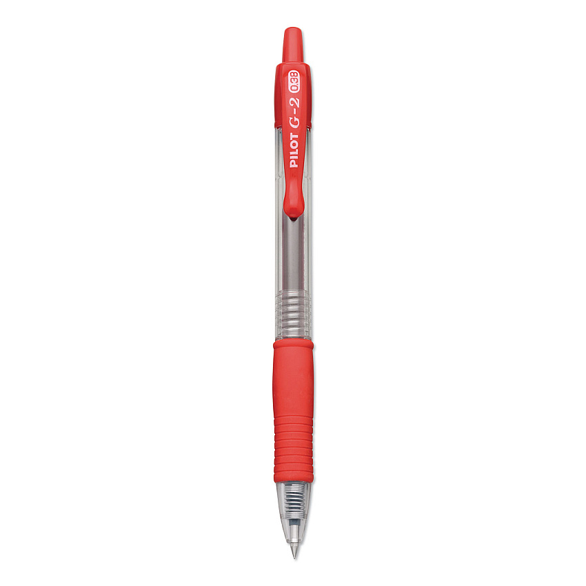 Pilot G2 Premium Gel Pen Convenience Pack, Retractable, Extra-Fine 0.38 mm, Red Ink, Clear/Red Barrel (31279)