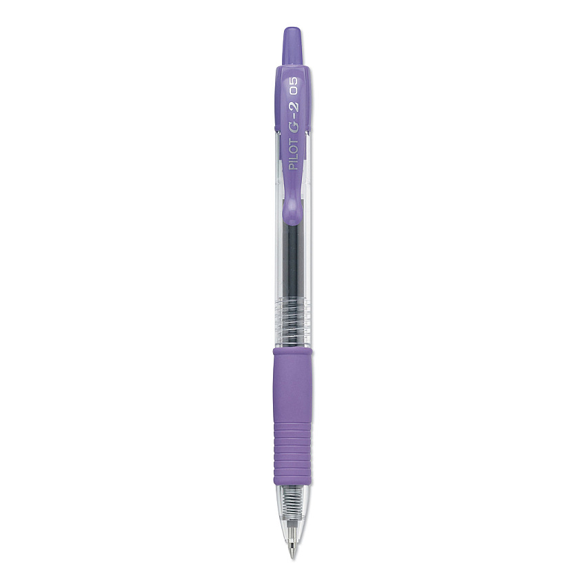 Pilot G2 Premium Gel Pen, Retractable, Extra-Fine 0.5 mm, Purple Ink, Smoke Barrel, Dozen (31006)