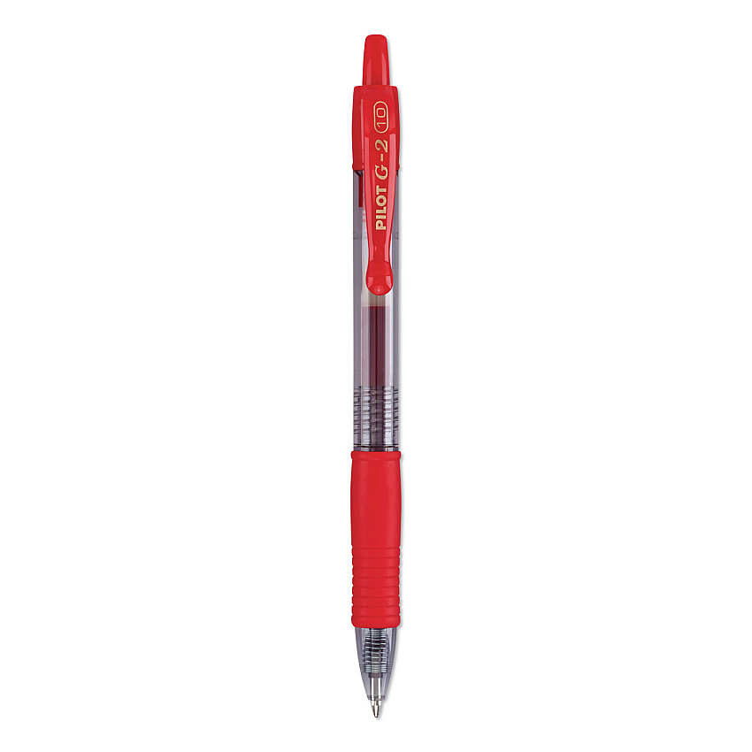 Pilot G2 Premium Gel Pen, Retractable, Bold 1 mm, Red Ink, Smoke Barrel, Dozen (31258)