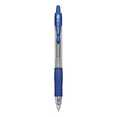 Pilot G2 Premium Gel Pen Convenience Pack, Retractable, Extra-Fine 0.38 mm, Blue Ink, Clear/Blue Barrel, Dozen (31278)