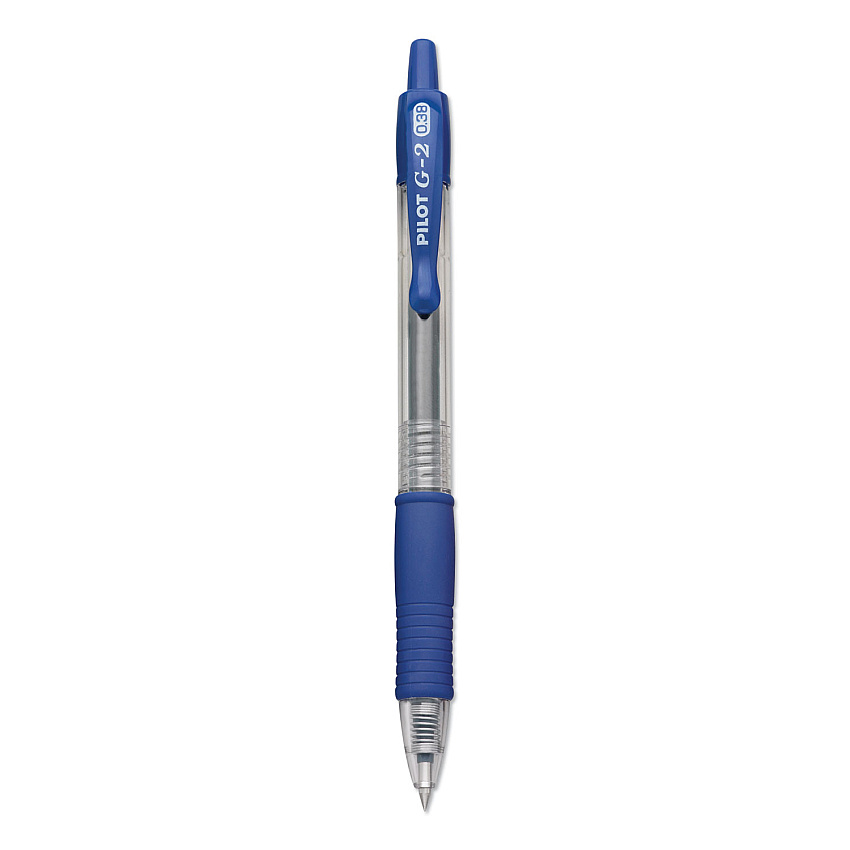 Pilot G2 Premium Gel Pen Convenience Pack, Retractable, Extra-Fine 0.38 mm, Blue Ink, Clear/Blue Barrel, Dozen (31278)