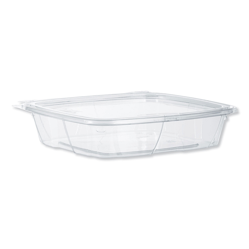 Dart ClearPac SafeSeal Tamper-Resistant, Tamper-Evident Containers, Flat Lid, 35 oz, 7.9 x 8.8 x 1.8, Clear, 100/Bag, 2 Bags/CT (CH35DEF)