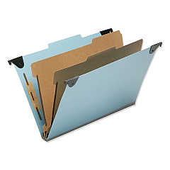 AbilityOne 7530016216199 SKILCRAFT Hanging Classification Folders, Legal Size, 2 Dividers, 2/5-Cut Exterior Tabs, Light Blue, 5/Box