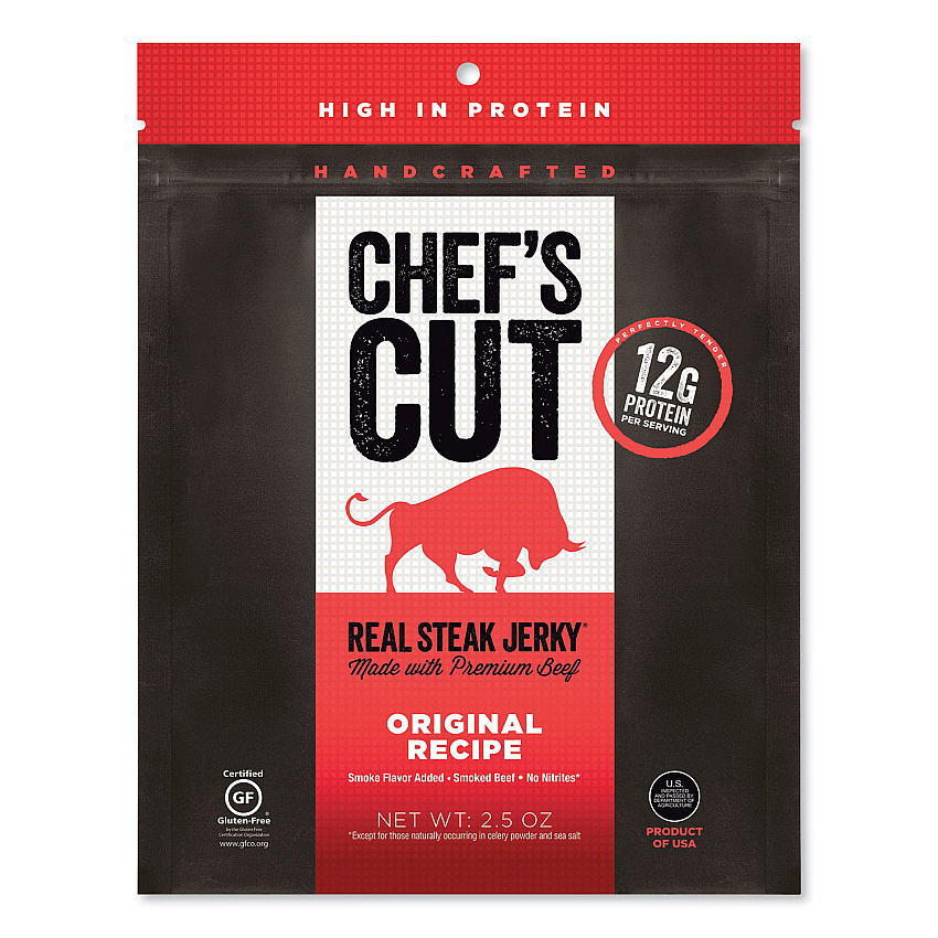 Chef's Cut Real Steak Jerky, Original Recipe, 2.5 oz Bag (CCR00500)