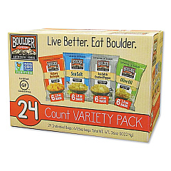 Boulder Canyon Chips Variety Pack, Hickory Barbeque, Sea Salt, Sea Salt and Cracked Pepper, Olive Oil, 1.5 oz, 12/Carton (PBR12283)