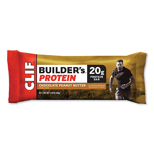 CLIF Bar Builders Protein Bar, Chocolate Peanut Butter, 2.4 oz Bar, 12 Bars/Box (CCC160041)