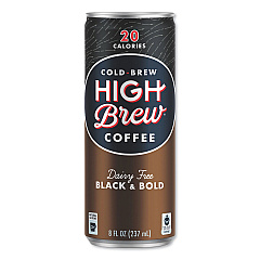 HIGH Brew Coffee Cold Brew Coffee + Protein, Black and Bold, 8 oz Can, 12/Pack (00504)