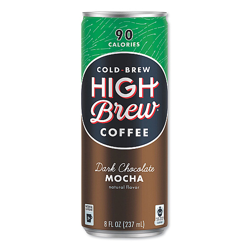 HIGH Brew Coffee Cold Brew Coffee + Protein, Dark Chocolate Mocha, 8 oz Can, 12/Pack (00503)