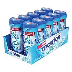 Mentos Pure Fresh Sugar-Free Gum, Mint, 15 Pieces/Pack, 10 Packs/Box (VAM1463620)