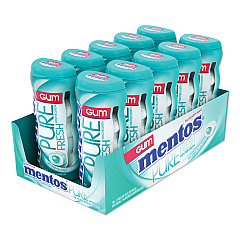 Mentos Pure Fresh Sugar-Free Gum, Wintergreen, 15 Pieces/Pack, 10 Packs/Box (VAM1463621)