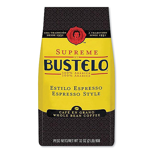 Cafe Bustelo Supreme Espresso-Style Whole Bean Coffee, Dark Roast, 2 lb Bag (01800)