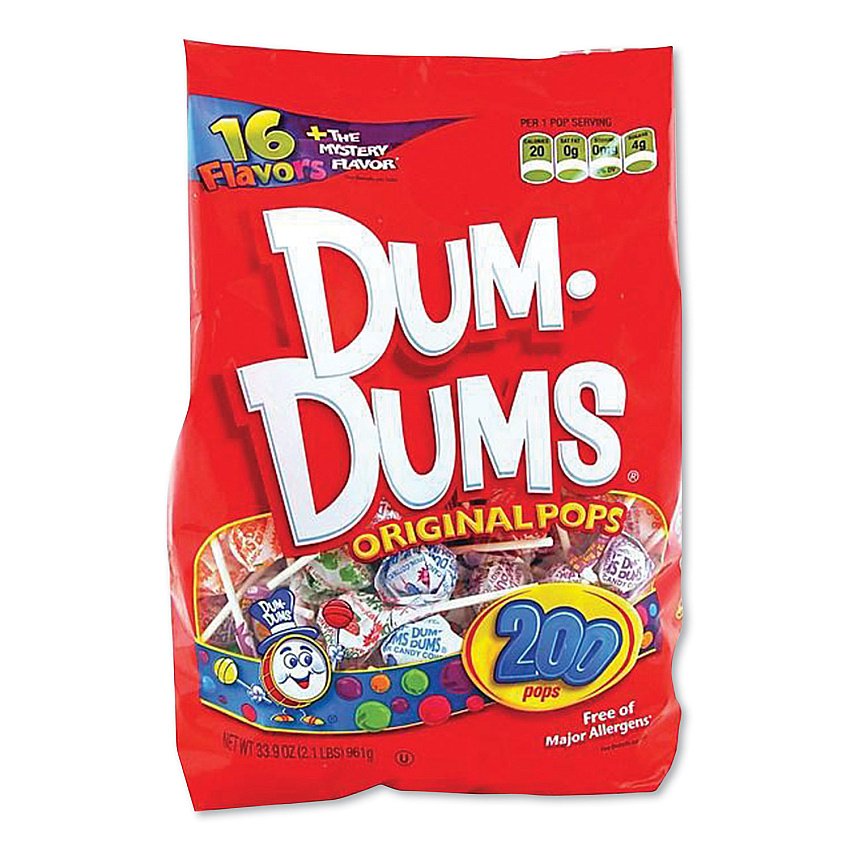 Spangler Dum-Dum-Pops, Assorted, Individually Wrapped, 33.9 oz, 200/Pack (SPN71)