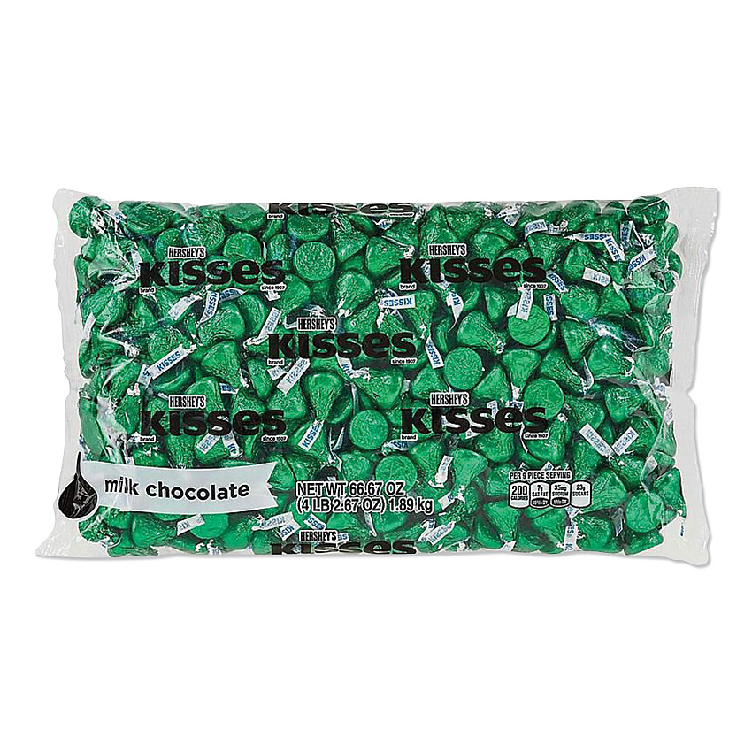 Hershey's KISSES, Milk Chocolate, Green Wrappers, 66.7 oz Bag (60347)