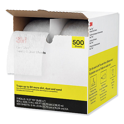 3M Easy Trap Duster, 5" x 125 ft, White, 250 Sheet/Roll, 2 Rolls/Carton (55655W)