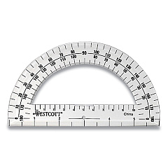 Westcott 180 Degree Protractor, Plastic, 6" Ruler Edge/180 Degree, Clear (11200)