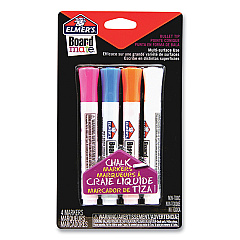 Elmer's Boardmate Wet Erase Chalk Markers, Broad Bullet Tip, Assorted Colors, 4/Pack (E152MELM)