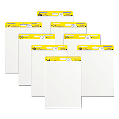 Post-it Vertical-Orientation Self-Stick Easel Pads, Unruled, 25 x 30, White, 30 Sheets, 8/Pack (559VAD8PK)