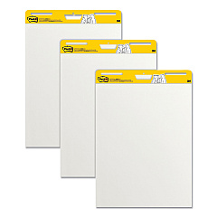 Post-it Easel Pads Super Sticky Vertical-Orientation Self-Stick Easel Pads, Unruled, 25 x 30, White, 30 Sheets, 3/Pack (559VAD203PK)
