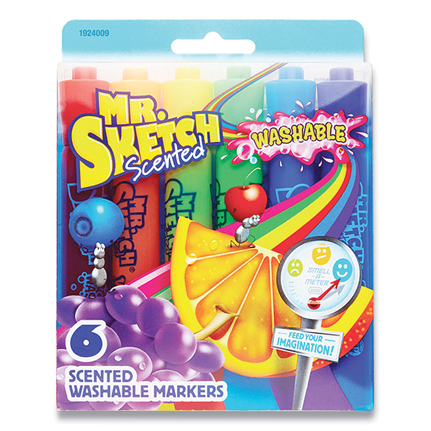 Mr. Sketch Scented Watercolor Marker Penny Candy Set, Broad Chisel Tip, Assorted Penny Candy Colors, 6/Pack (1924009)