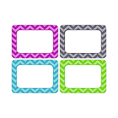 Teacher Created Resources All Grade Self-Adhesive Name Tags, 3.5 x 2.5, Chevron Border Design, Assorted Colors, 36/Pack (5526)