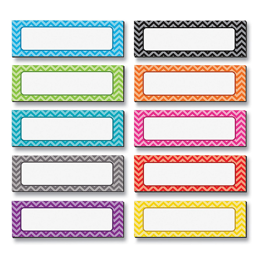 Teacher Created Resources Chevron Labels Magnetic Accents, 10 Assorted Colors, 4.75" x 1.5", 20/Pack (77204)