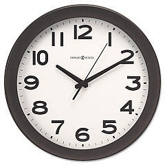 Howard Miller Kenwick Wall Clock, 13.5" Overall Diameter, Black Case, 1 AA (sold separately) (625485)