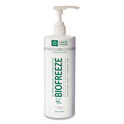 BIOFREEZE Fast Acting Menthol Pain Relief Topical Analgesic, Colorless Gel, 32 oz Pump Bottle (13431)