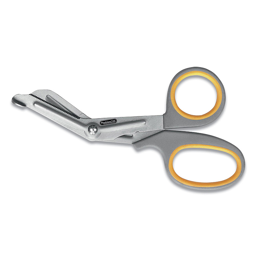 First Aid Only Titanium-Bonded Angled Medical Shears, 7" Long, 3" Cut Length, Gray/Yellow Offset Handle (90292)
