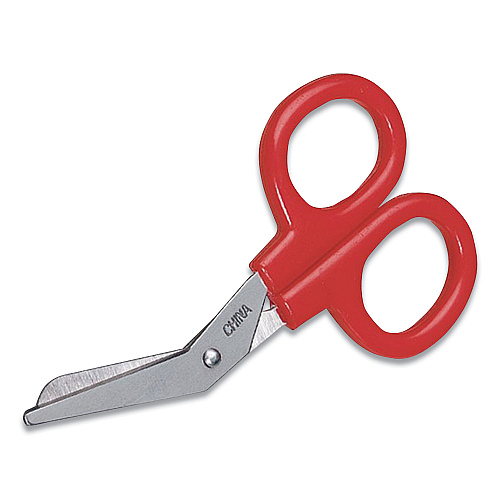 First Aid Only Angled First Aid Kit Scissors, Rounded Tip, 4" Long, 1.5" Cut Length, Red Offset Handle (730010)