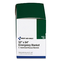 First Aid Only Aluminized Emergency Blanket, 52" x 84", 5/Box (I800)