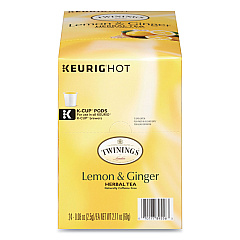 TWININGS Tea K-Cups, Lemon Ginger, 0.11 oz K-Cups, 24/Box (89556)