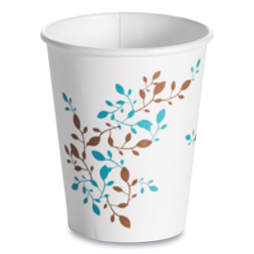 Huhtamaki Single Wall Hot Cups, 8 oz, Vine Design, 1,000/Carton (62909)