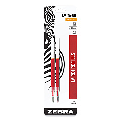 Zebra JF Refill for Jimnie, Sarasa, ecoSarasa, Orbitz, Z-Grip and GR8 Gel Roller Ball Pens, Medium Conical Tip, Red Ink, 2/Pack (87032)