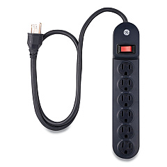 GE Heavy Duty Power Strip, 6 Outlets, 3 ft Cord, Black (56223)