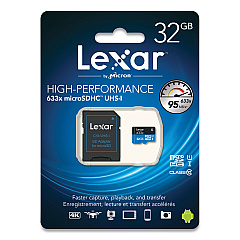 Lexar microSDHC Memory Card with SD Adapter, UHS-I U1 Class 10, 32 GB (LMI32GBNL633)