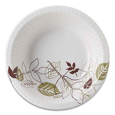 Dixie Pathways Heavyweight Paper Bowls, 12 oz, Green/Burgundy, 1,000/Carton (SX12PATH)