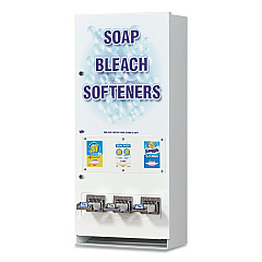Vend-Rite Coin-Operated Soap Vender, 3-Column, 16.25 x 9.5 x 37.75, White/Blue (394100)